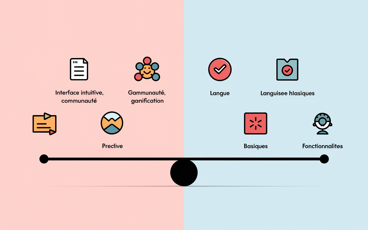 Infographie balance avantages et inconvénients plateforme Skool