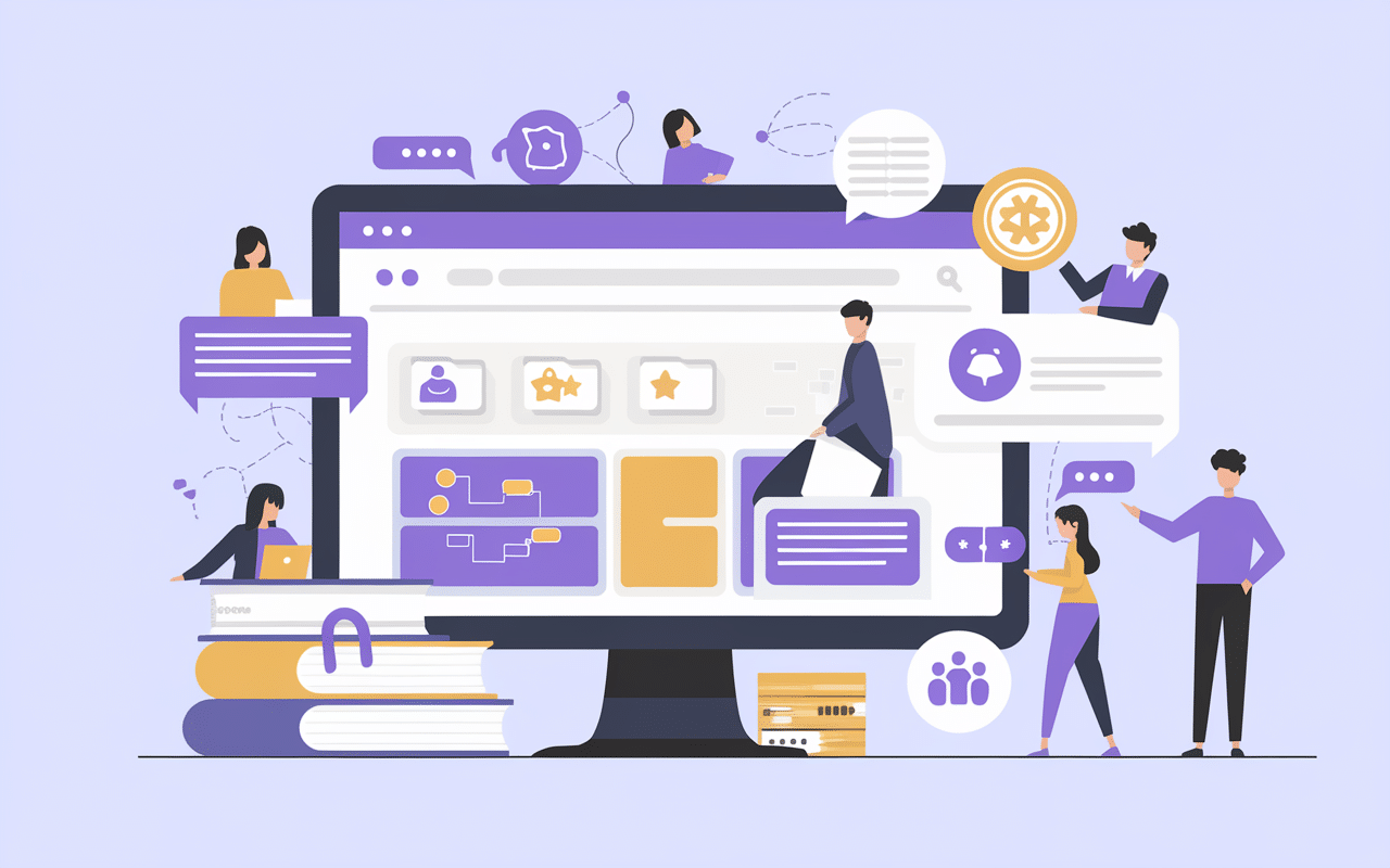 Illustration fonctionnement plateforme Skool avec communauté et gamification