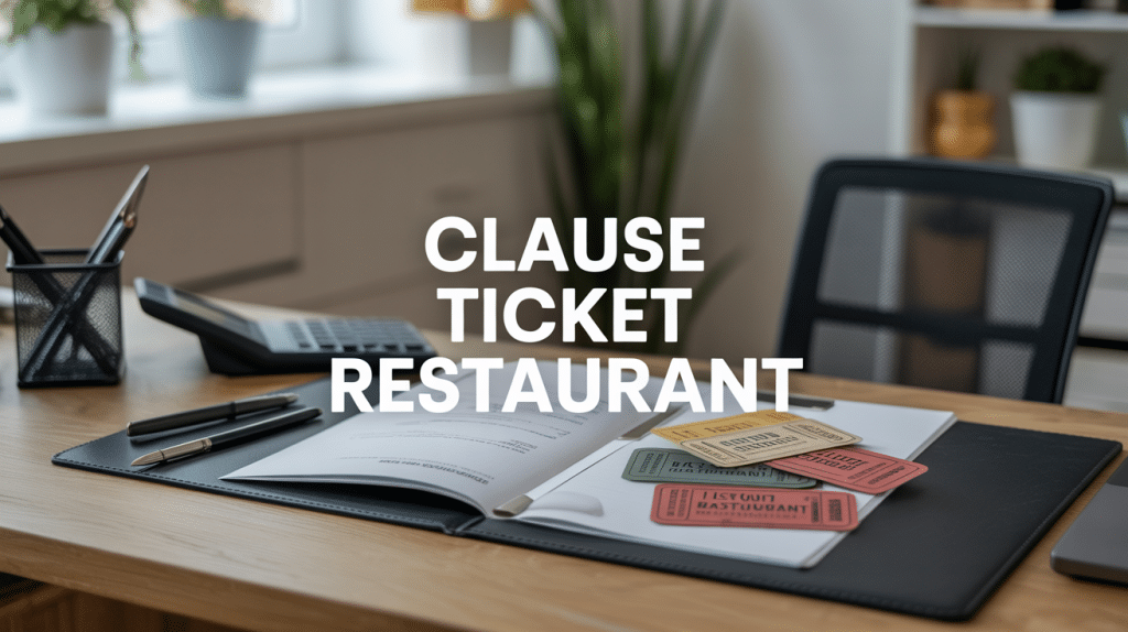 Contrat travail avec modele clause ticket restaurant sur bureau moderne