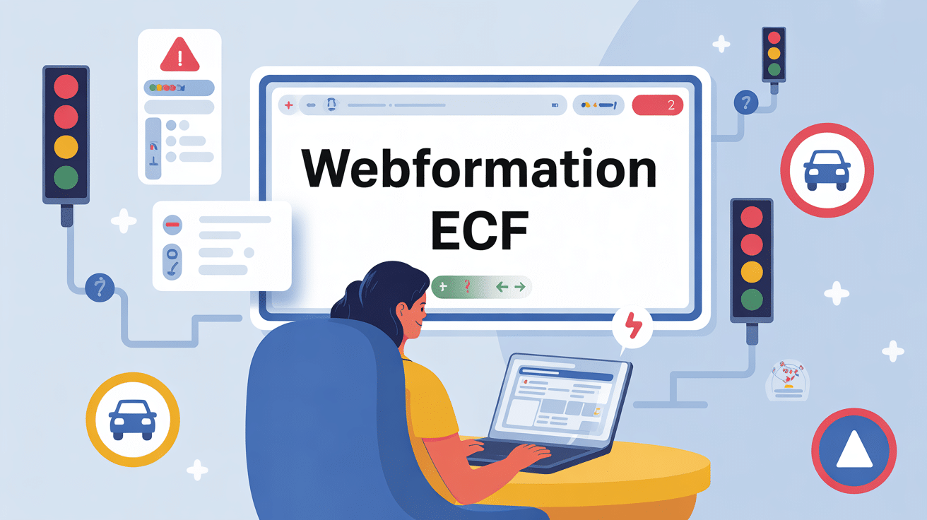 Illustration webformation ecf avec personne et codes de la route