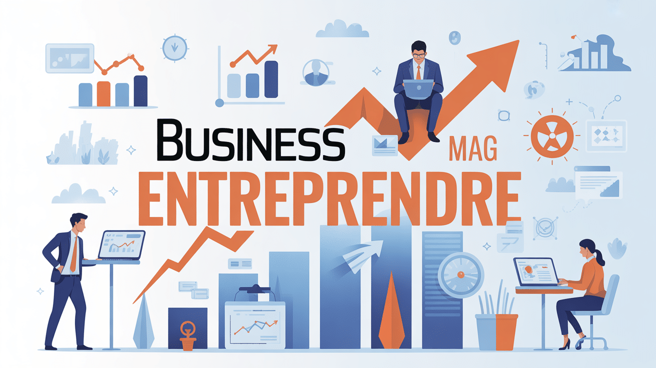 Entrepreneurs stylisés et graphiques de croissance