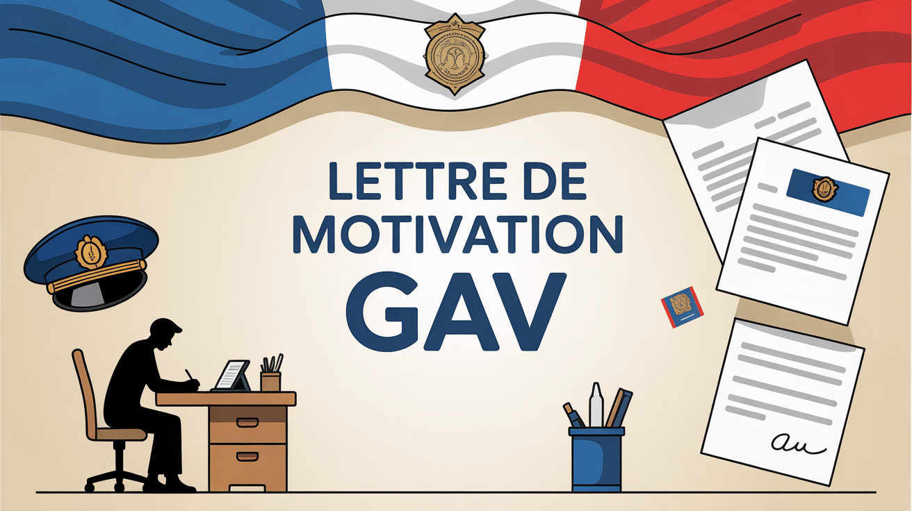 Illustration bureau écriture lettre de motivation GAV