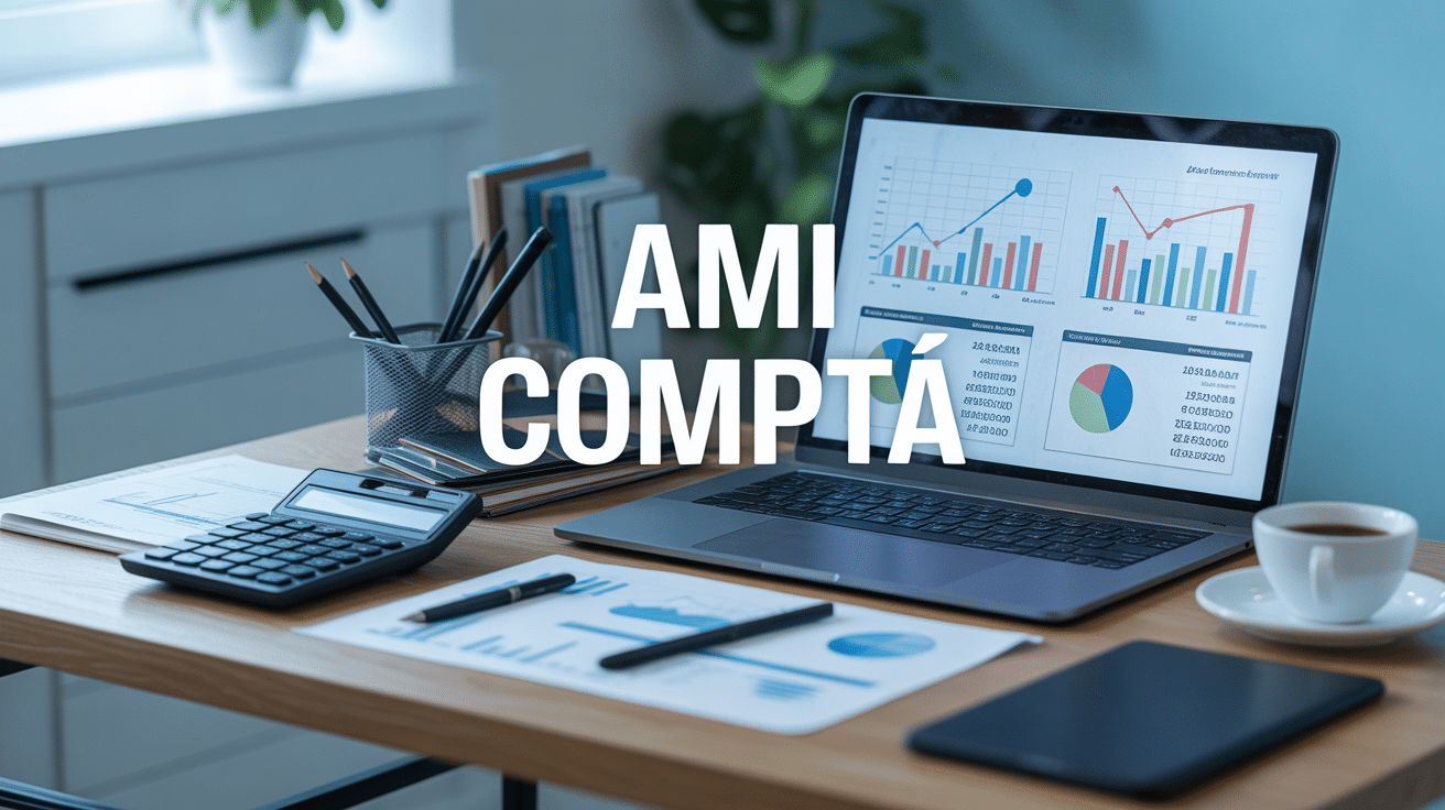 ami compta bureau avec ordinateur et graphiques financiers