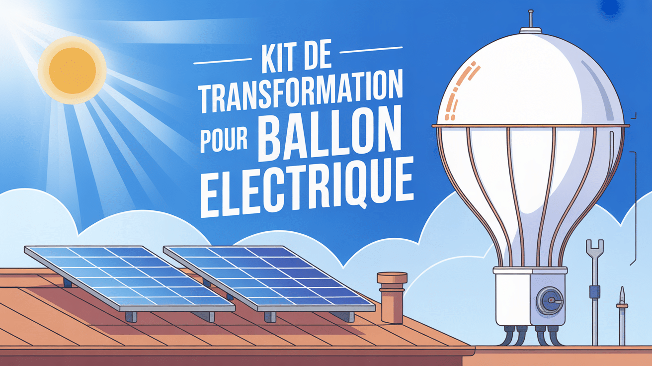 Kit transformation ballon électrique en chauffe eau solaire avec panneaux solaires sur toit