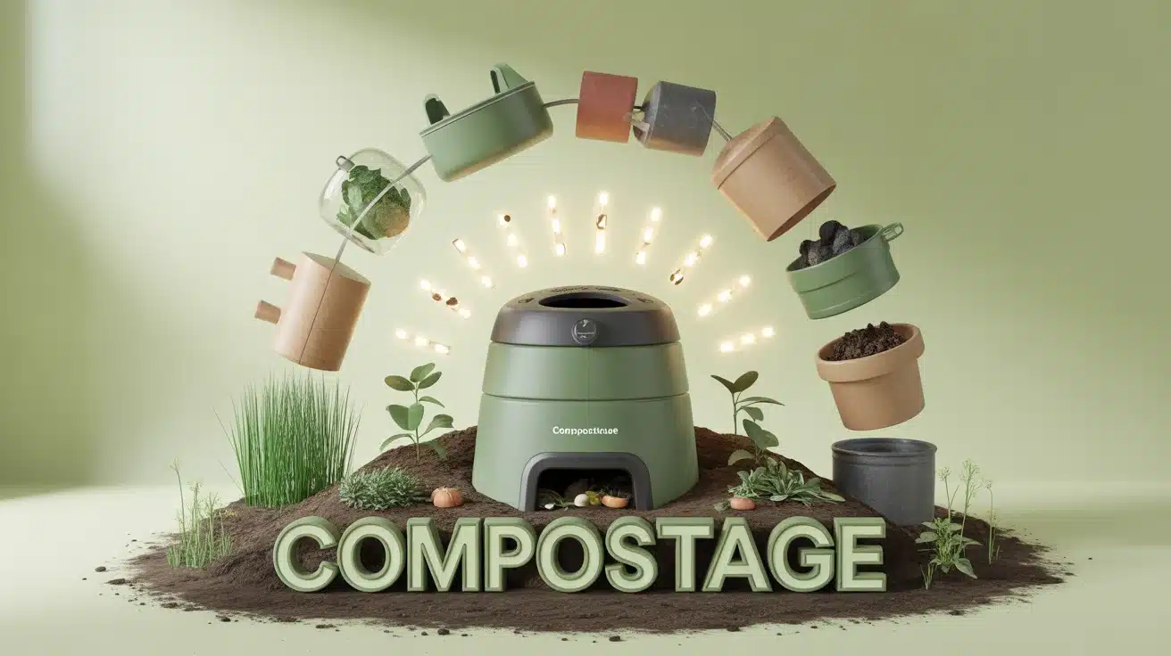 Illustration de compostage domestique et règle 2 pour 1