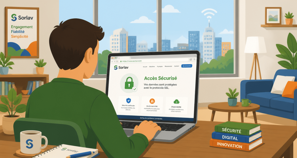 Page d'accueil sorlav.com affichée sur ordinateur portable