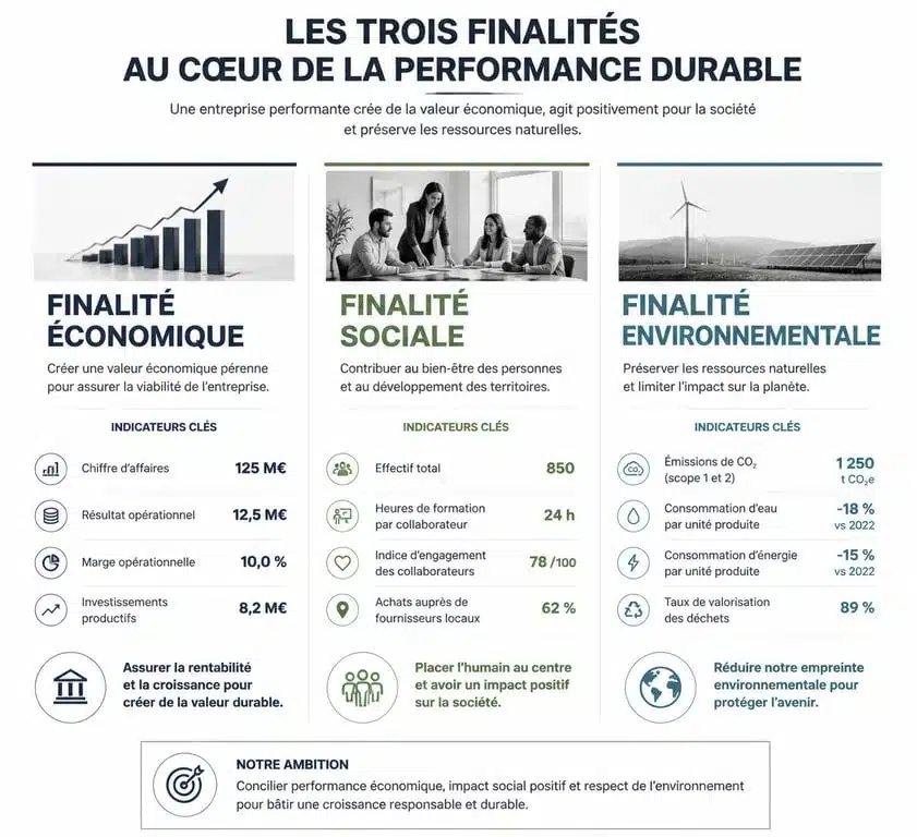 Comparatif des finalités d'entreprise : économique, sociale et environnementale