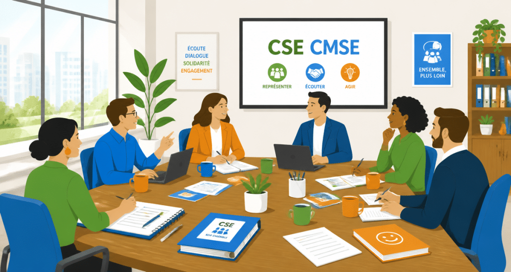 Réunion CSE CMSE autour d'une table