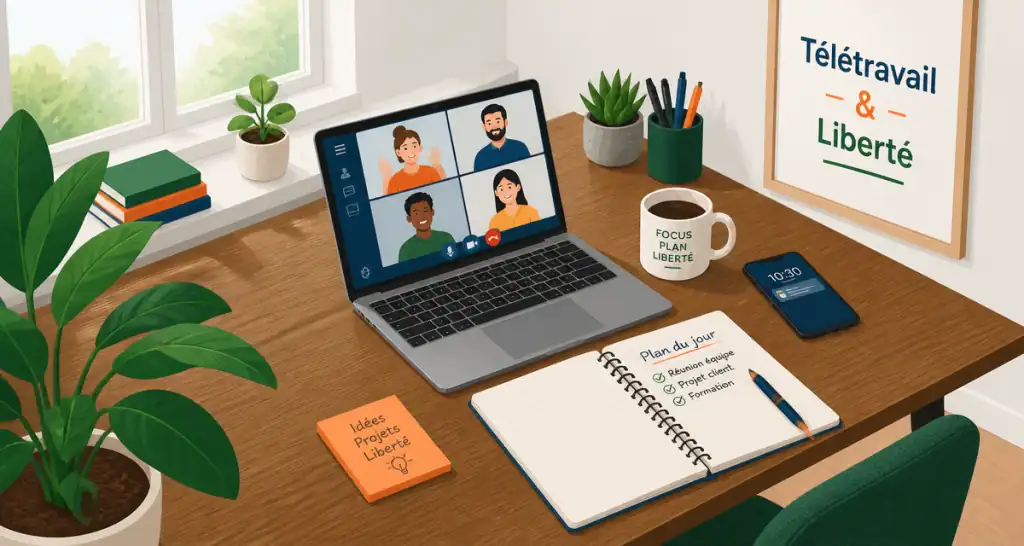 bureau métier en télétravail ordinateur plante
