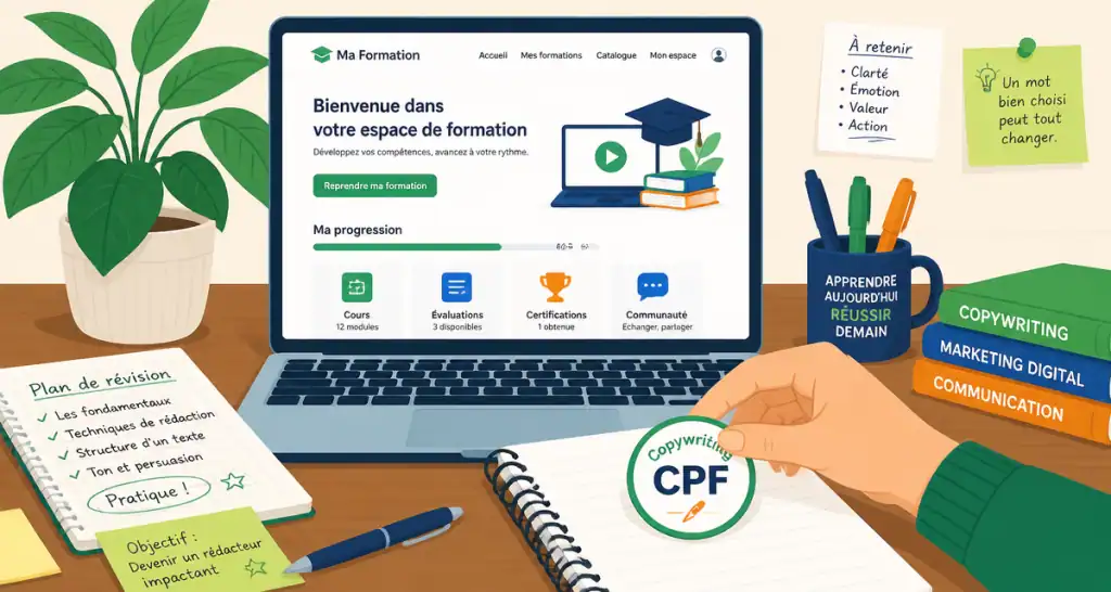 formation copywriting cpf ordinateur badge