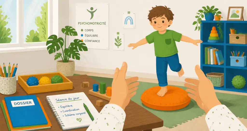 Reconversion psychomotricien exercice équilibre enfant