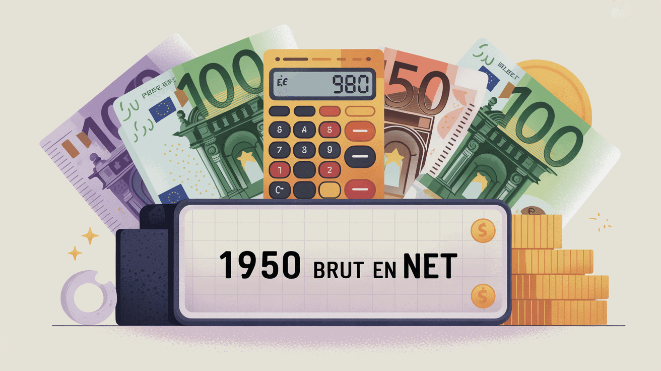 conversion 1950 brut en net illustration vectorielle