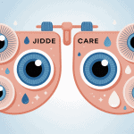 Illustration hygiene oculaire jedelcare fond bleu