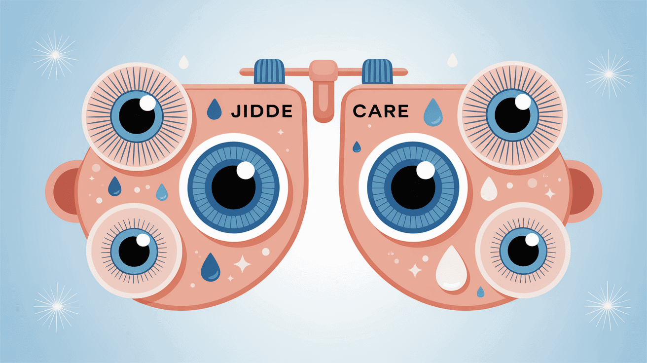 Illustration hygiene oculaire jedelcare fond bleu
