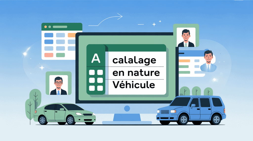 tableau excel calcul avantage en nature véhicule illustration vectorielle