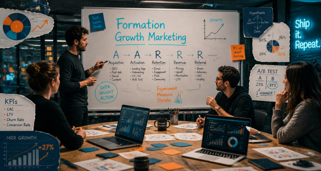 Formation Growth Marketing : 5 piliers pour maîtriser l&rsquo;AARRR et l&rsquo;IA
