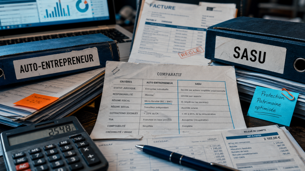 Auto entrepreneur ou SASU : charges, fiscalité et protection sociale pour choisir sans vous tromper