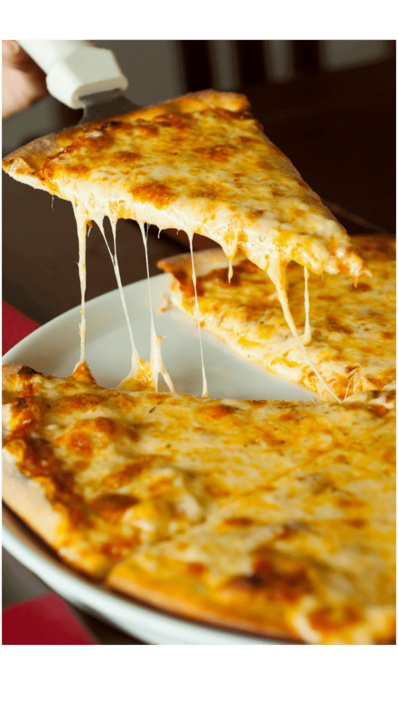 a plant-based cheese pizza that can go under heat processing