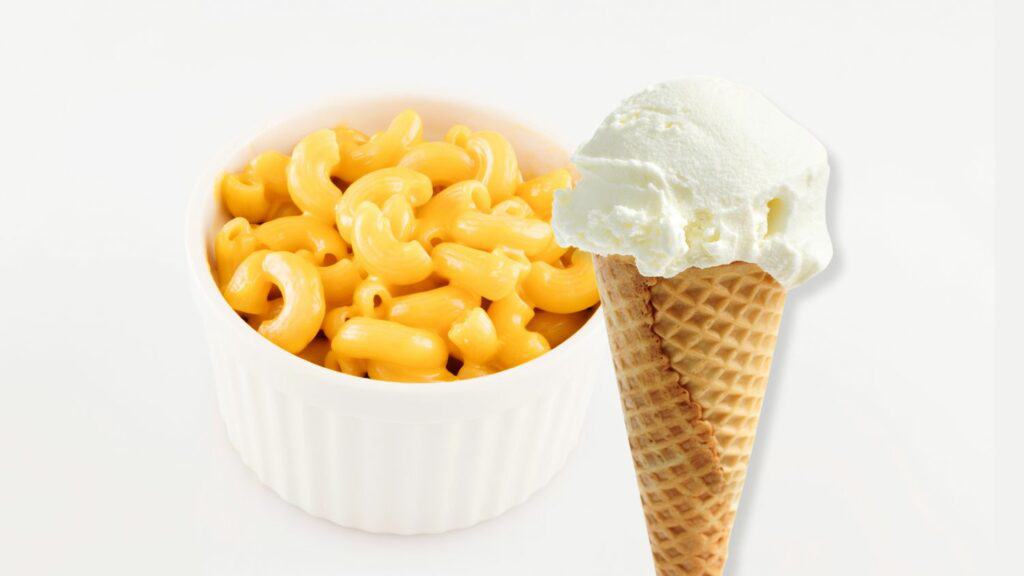 combinaciones de helado y macarrones de queso