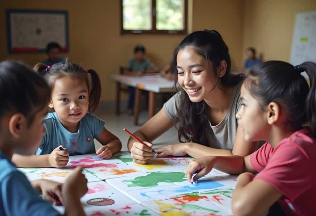 Niños aprendiendo con materiales educativos de EMMI, una plataforma educativa para preescolar alineada a la SEP.
