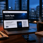 blog technologie sur ordinateur en bureau moderne