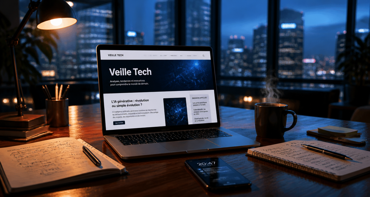 blog technologie sur ordinateur en bureau moderne