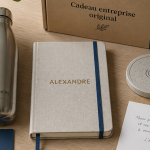 Cadeau entreprise original carnet gravé, gourde inox, chargeur induction