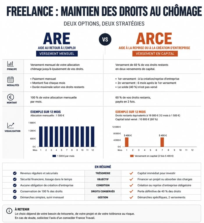Comparatif entre l'ARE et l'ARCE pour les freelances et le chômage