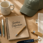 goodies définition : objets publicitaires sur bureau