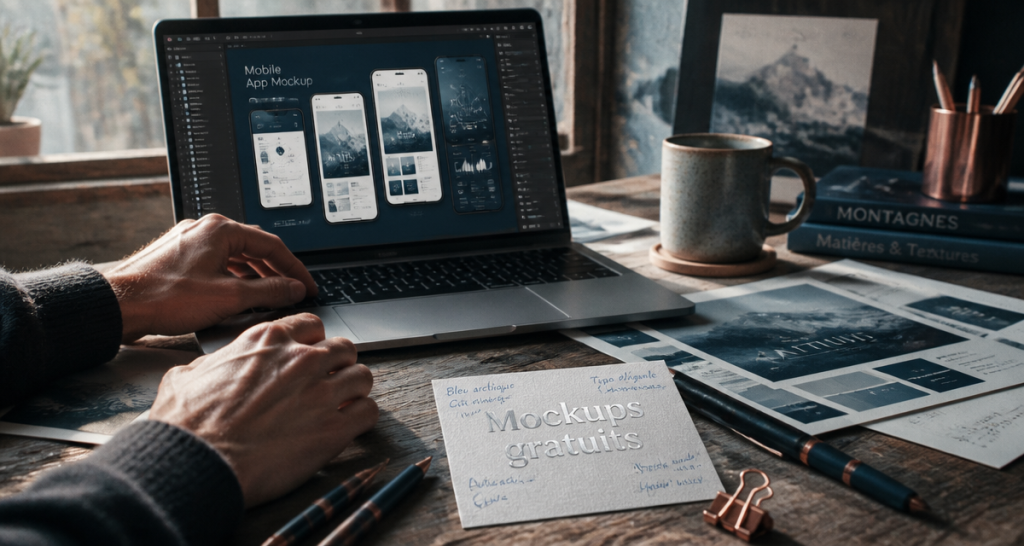Mockups -free ordinateur et carte de visite