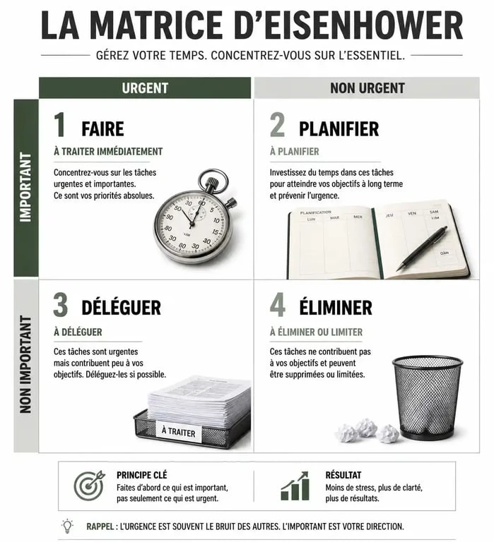 Matrice d'Eisenhower pour améliorer son sens de l'organisation au travail