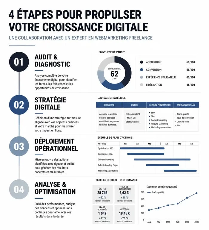 Étapes clés d'une collaboration avec un expert en webmarketing freelance pour booster sa stratégie digitale