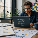 Consultant webmarketing freelance travaillant en coworking