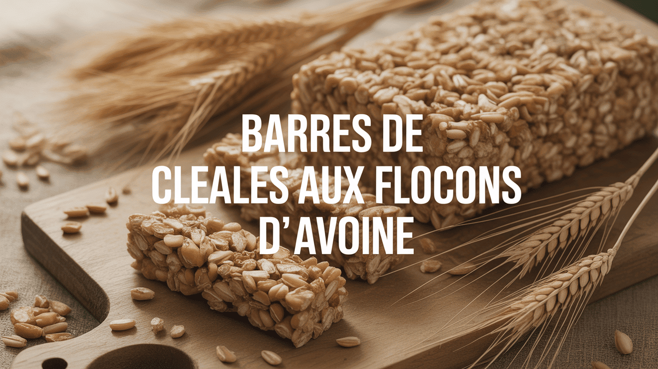 Barre de cereale flocon d avoine coupee sur planche avec fruits secs