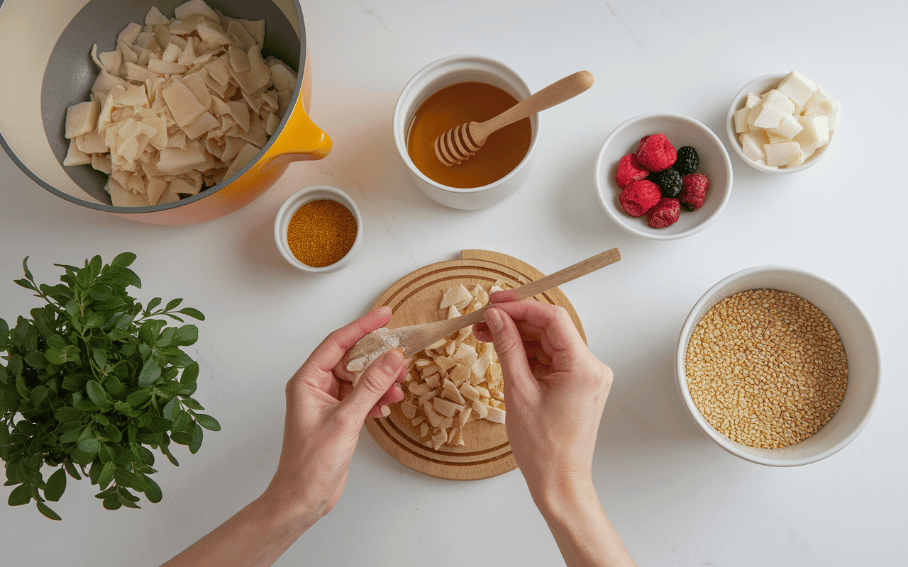 Ingredients pour barre de cereale flocon d avoine maison dans cuisine
