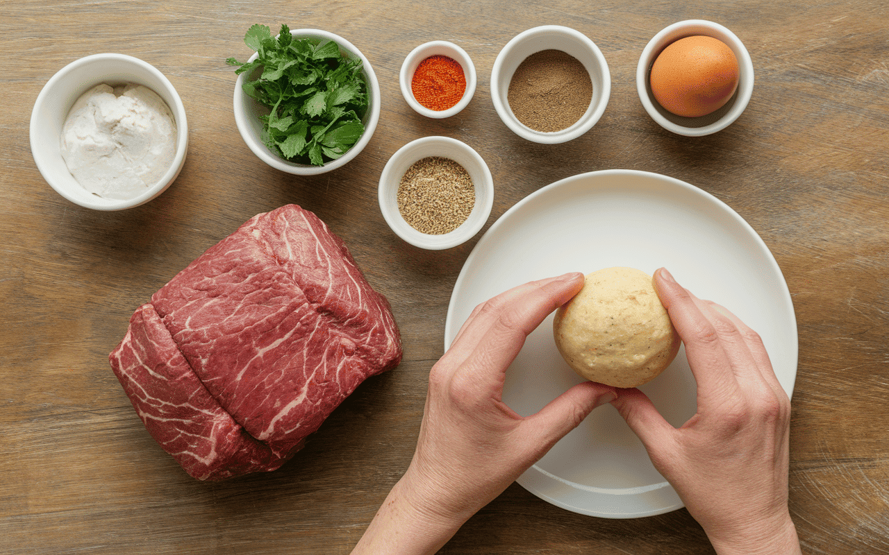 ingrédients et façonnage pour boulette couscous