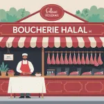 Boucherie halal la basse cote de la roseraie devanture rouge blanc quartier