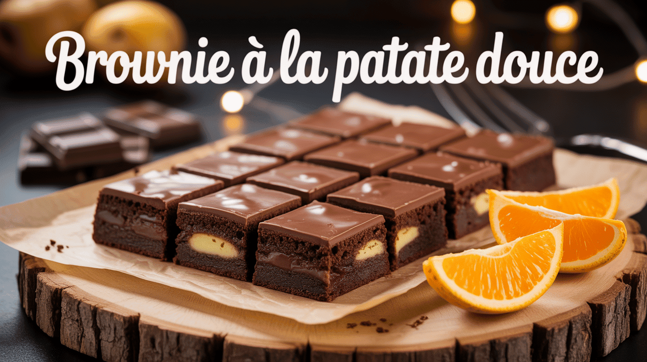 Brownie patate douce en carrés avec tranches patate douce