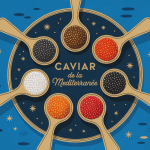 Plateau caviar de la Méditerranée cuillères nacre couleurs variées