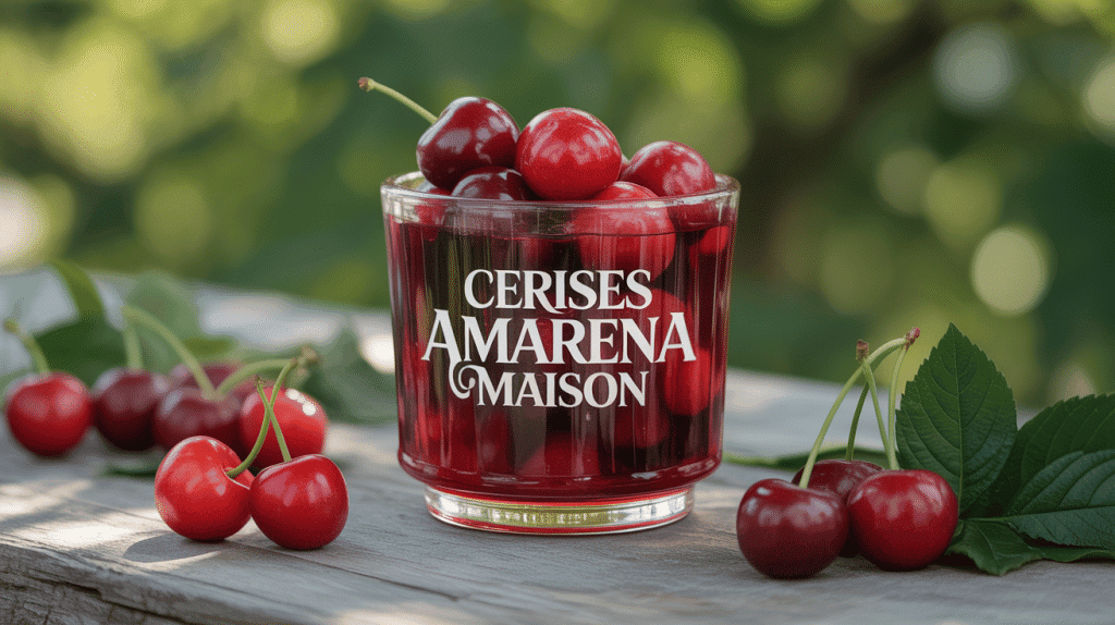 Comment faire des cerises amarena maison en bocal sur table rustique