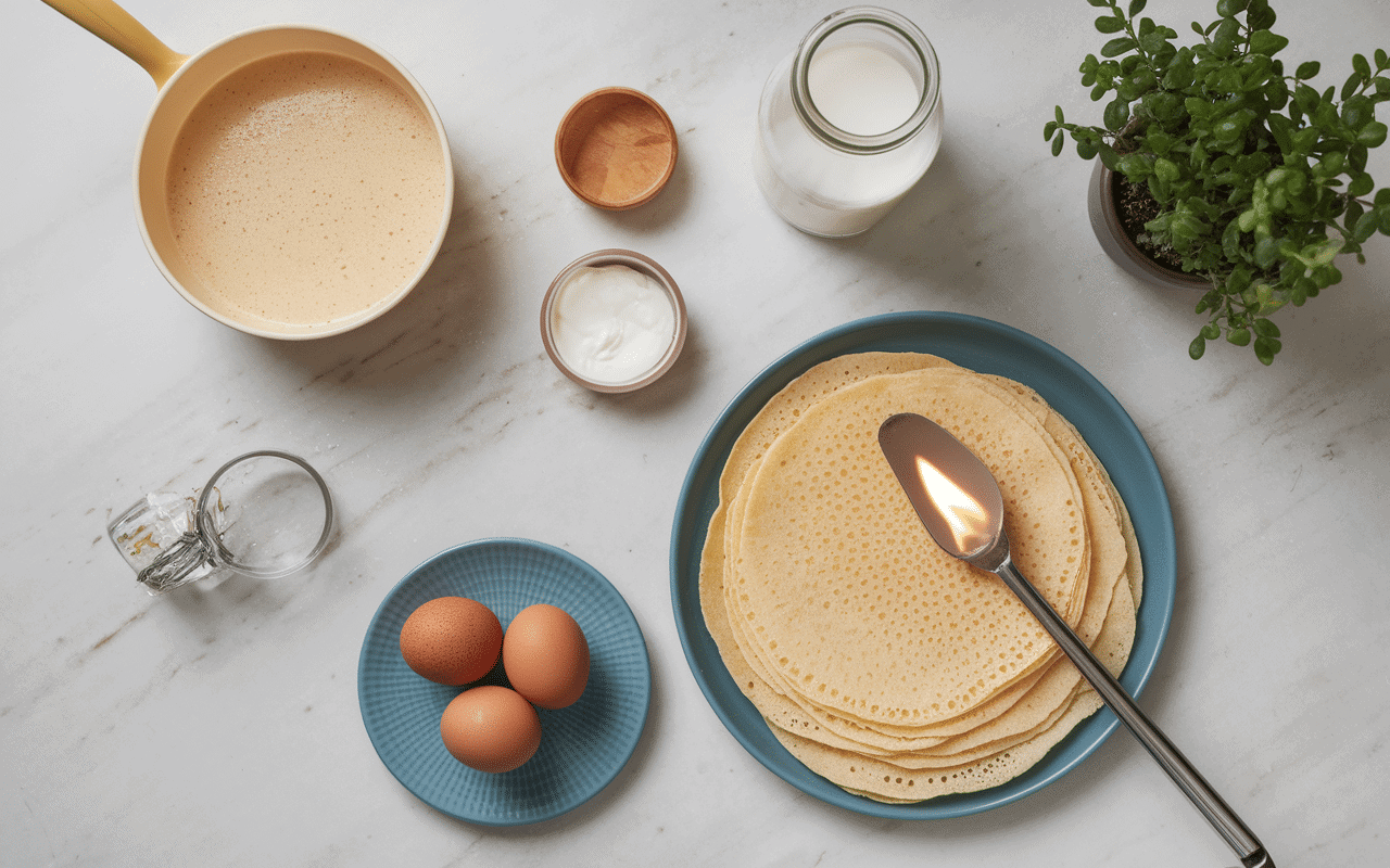 Préparation crêpes au sarrasin sucrées étape par étape