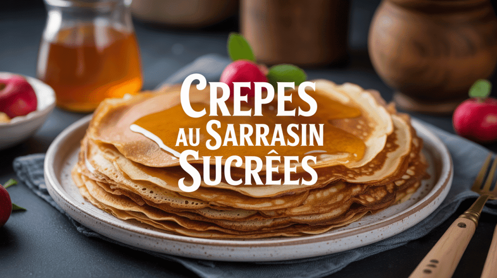Crêpes au sarrasin sucrées avec miel et fruits rouges