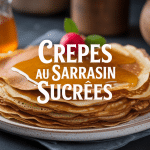 Crêpes au sarrasin sucrées avec miel et fruits rouges