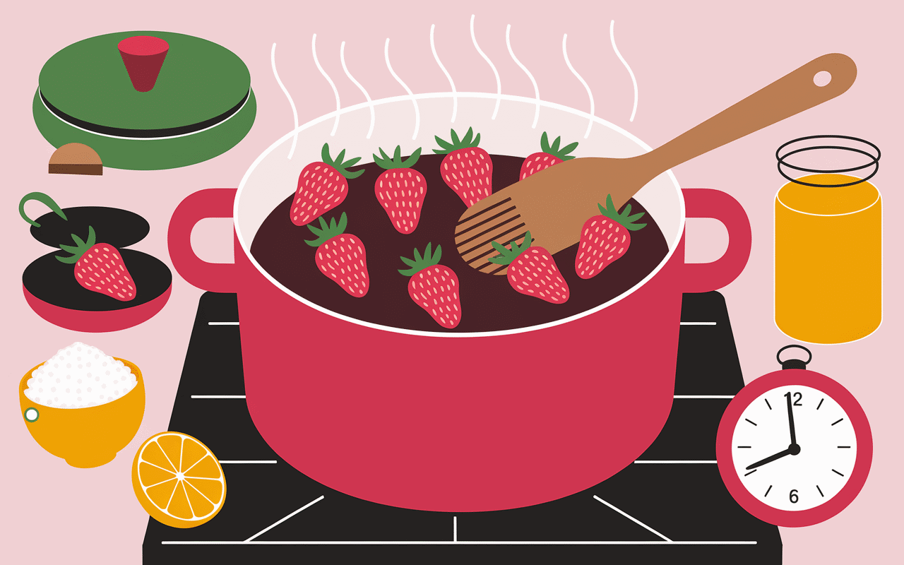 Cuisson casserole recette confiture de fraise avec peu de sucre