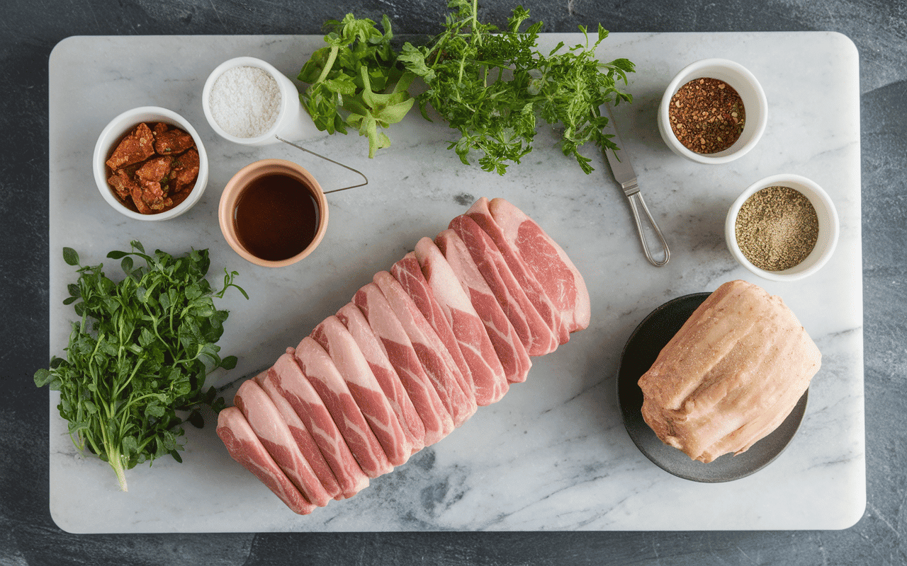 ingrédients frais pour paté de porc et foie maison