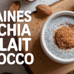 Pudding graine de chia lait de coco sur table en bois