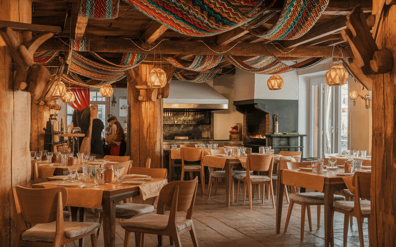 Salle de restaurant tchoutchoura ambiance chaleureuse et décor caucasien