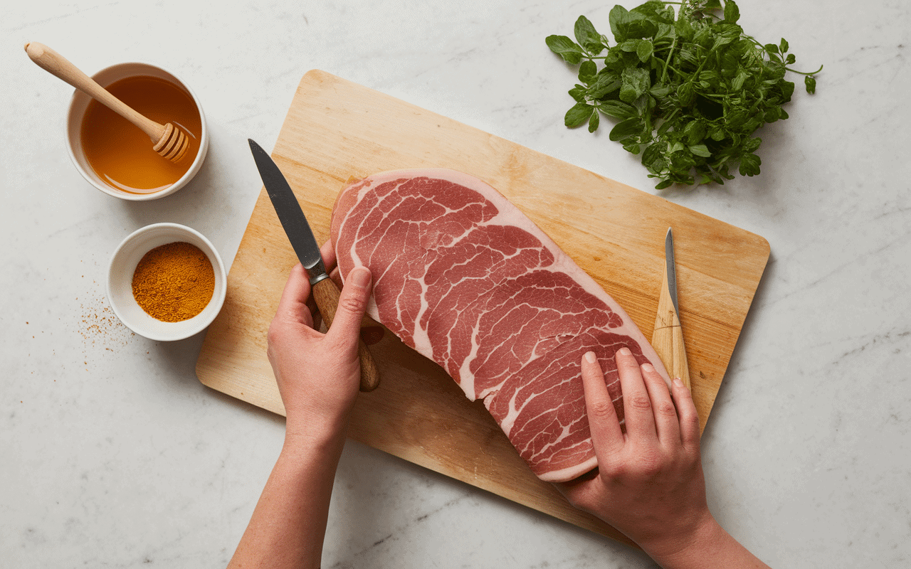 Preparation jambon a la broche marinade epices