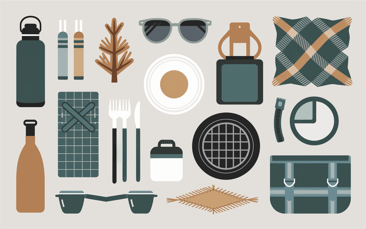 Équipements pour pique nique hivernal préparé