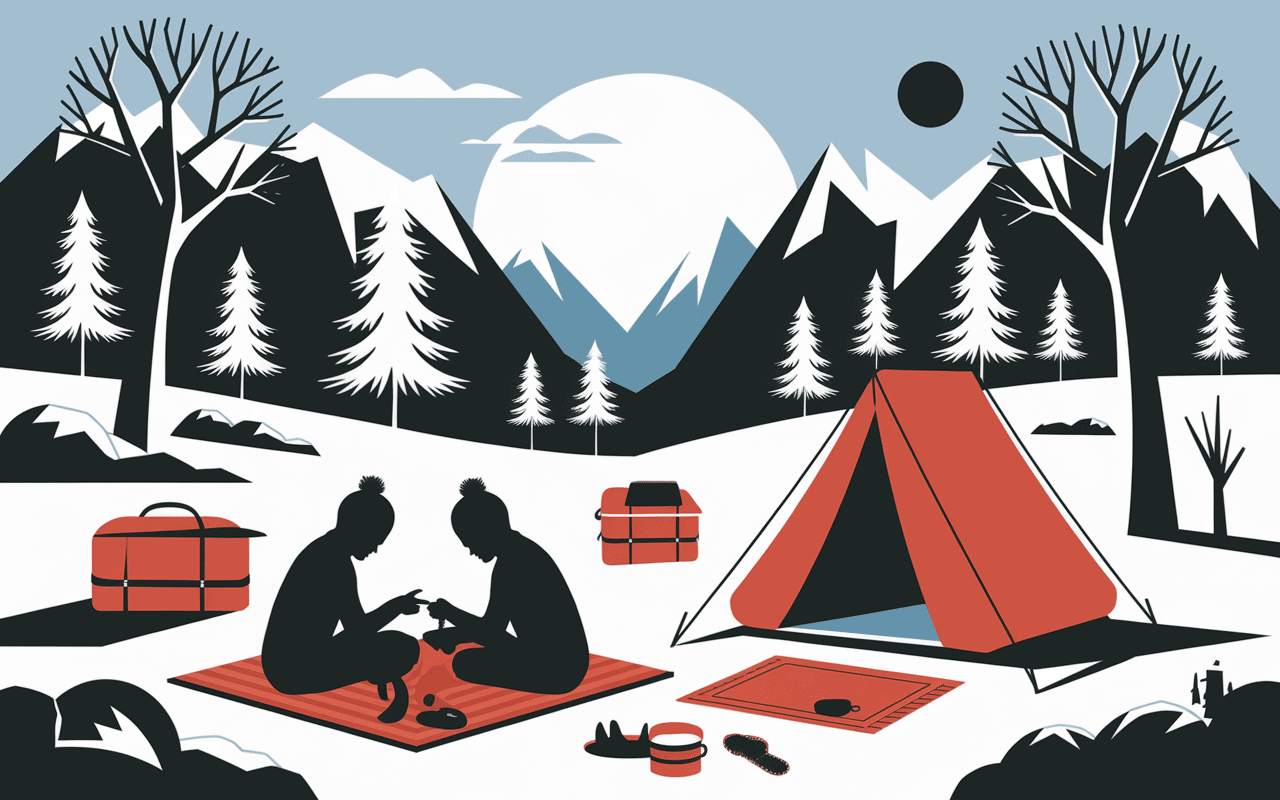 Pique nique hivernal original paysages neigeux